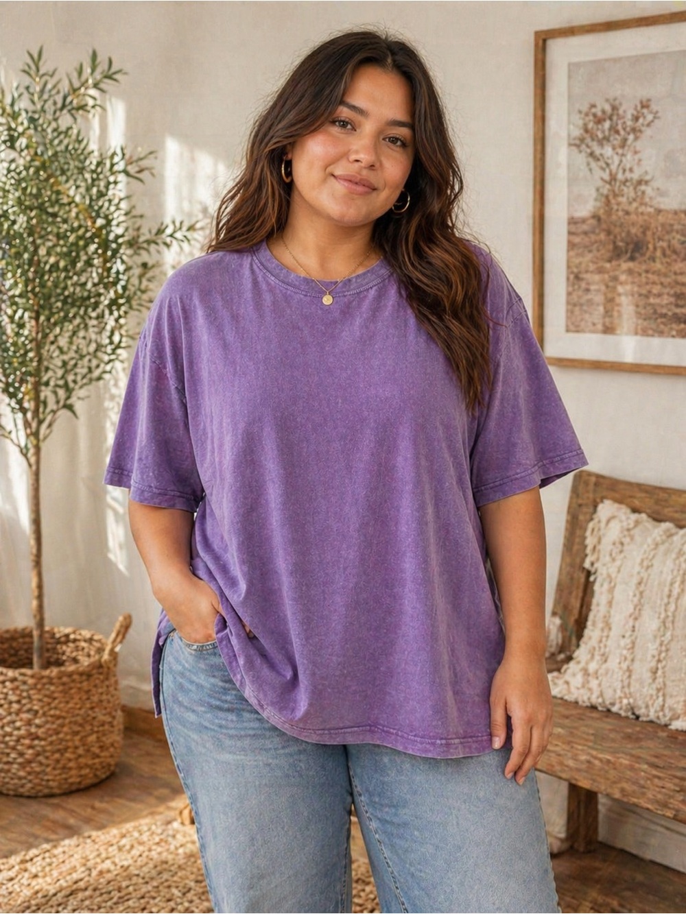 Purple Vintage-Wash Short Sleeve Tee
